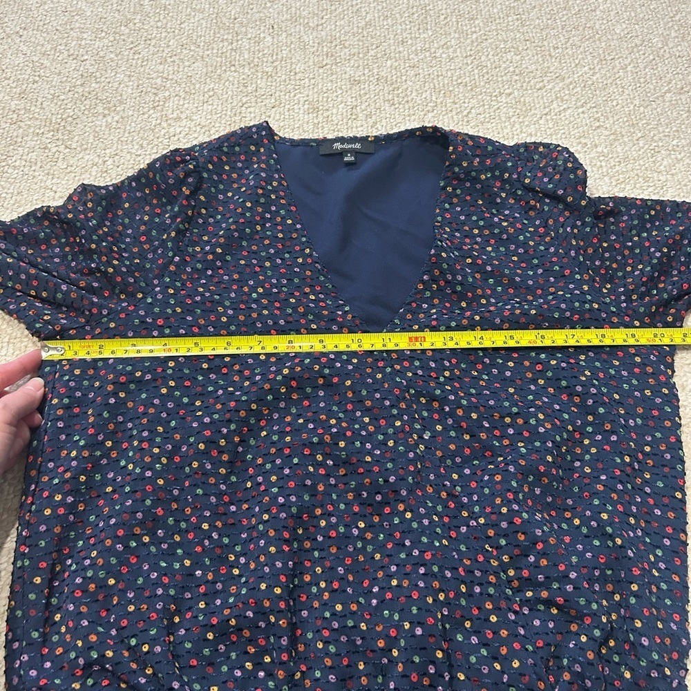 Madewell Lyric Wrap Top Sugar Dot Navy multicolor polka dot textured Medium - Picture 12 of 13